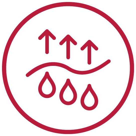 Symbol für Luftströmung eines Hochleistungsentfeuchters
