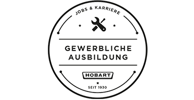 Logo für gewerbliche Ausbildung bei HOBART mit Hinweis auf Jobs und Karriere sowie Unternehmensgründung seit 1930