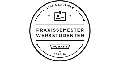 Logo für Praxissemester und Werkstudenten bei HOBART mit Hinweis auf Jobs und Karriere sowie Unternehmensgründung seit 1930