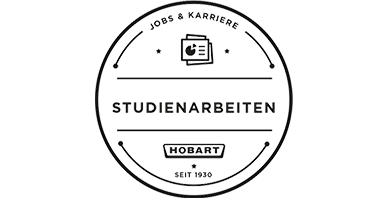 Logo für Studienarbeiten bei HOBART mit Hinweis auf Jobs und Karriere sowie Unternehmensgründung seit 1930