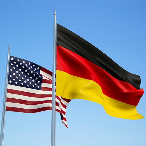 die Flage Deutschland und USA