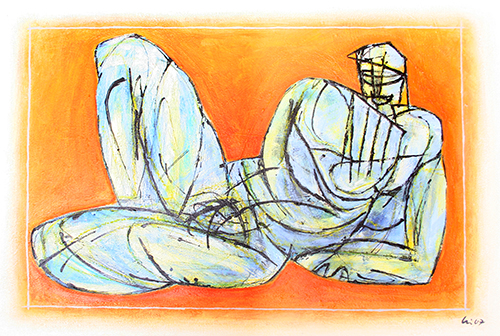 HOBART Kunstdruck von Bernd Himmelsbach "Flötender Pan"